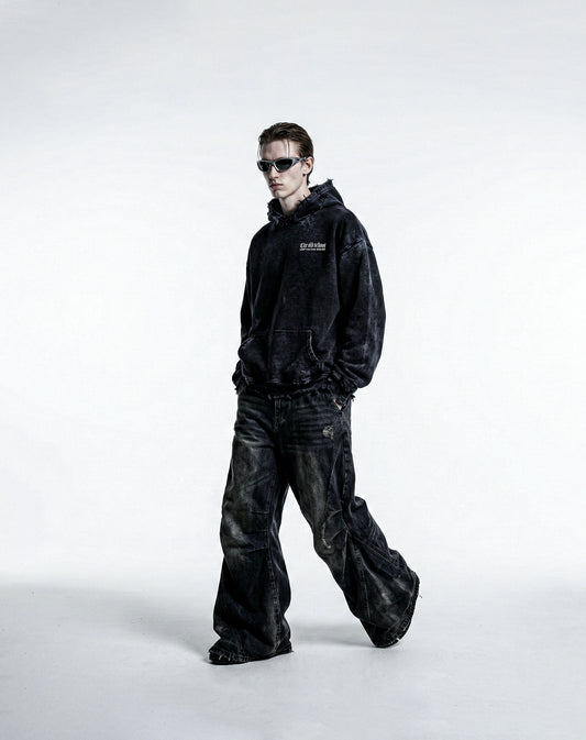 The Flop Designer – Distressed Acid Wash Hoodie