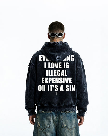 Distressed. Not Damaged– Acid Wash Oversized Hoodie
