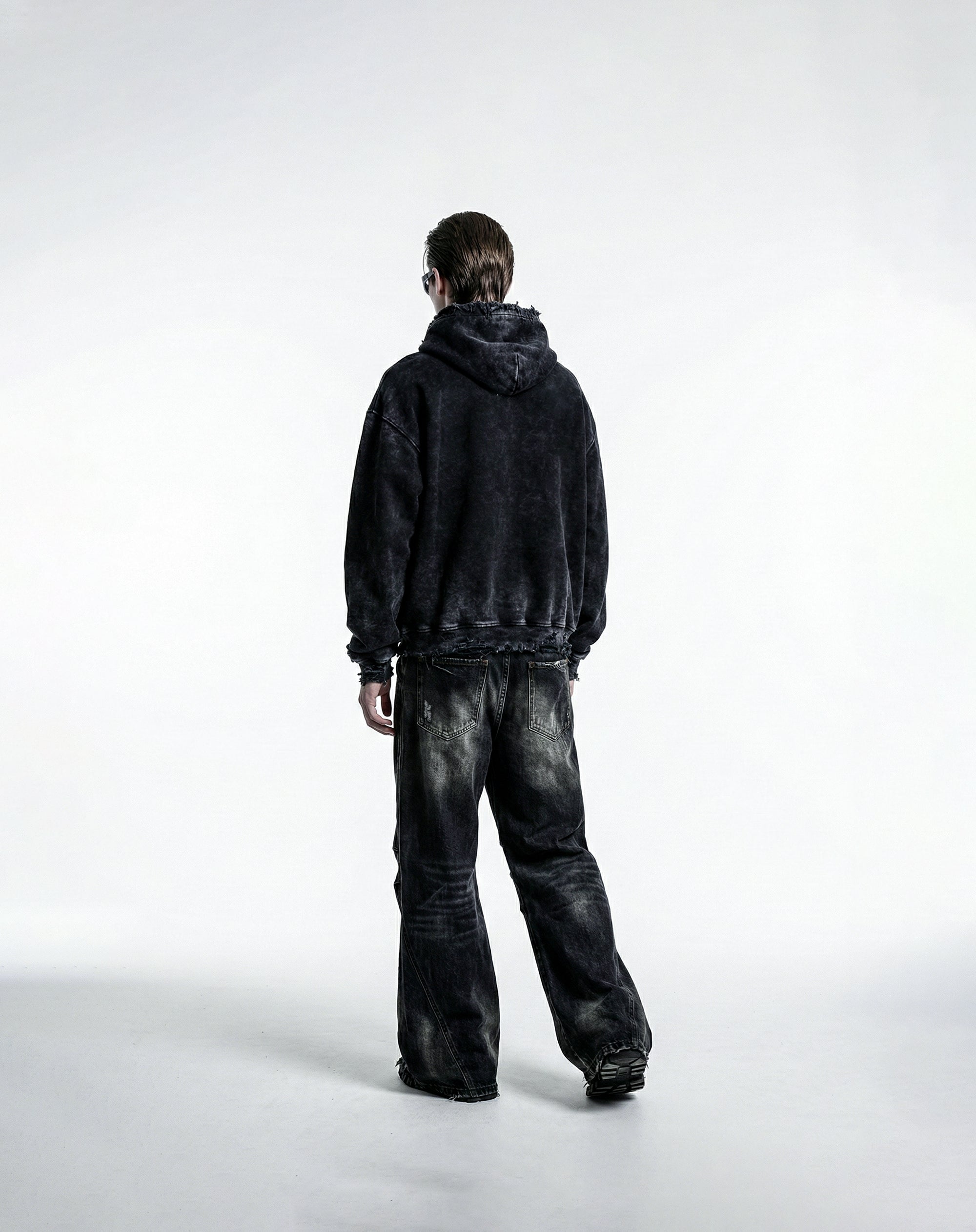 The Flop Designer – Distressed Acid Wash Hoodie