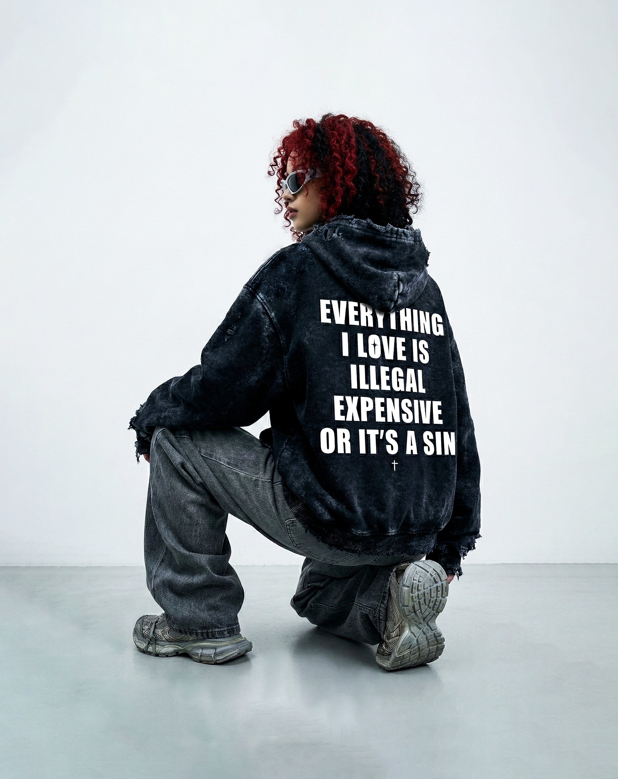 Distressed. Not Damaged– Acid Wash Oversized Hoodie