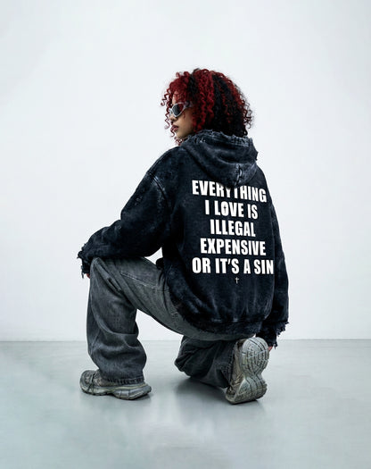 Distressed. Not Damaged– Acid Wash Oversized Hoodie