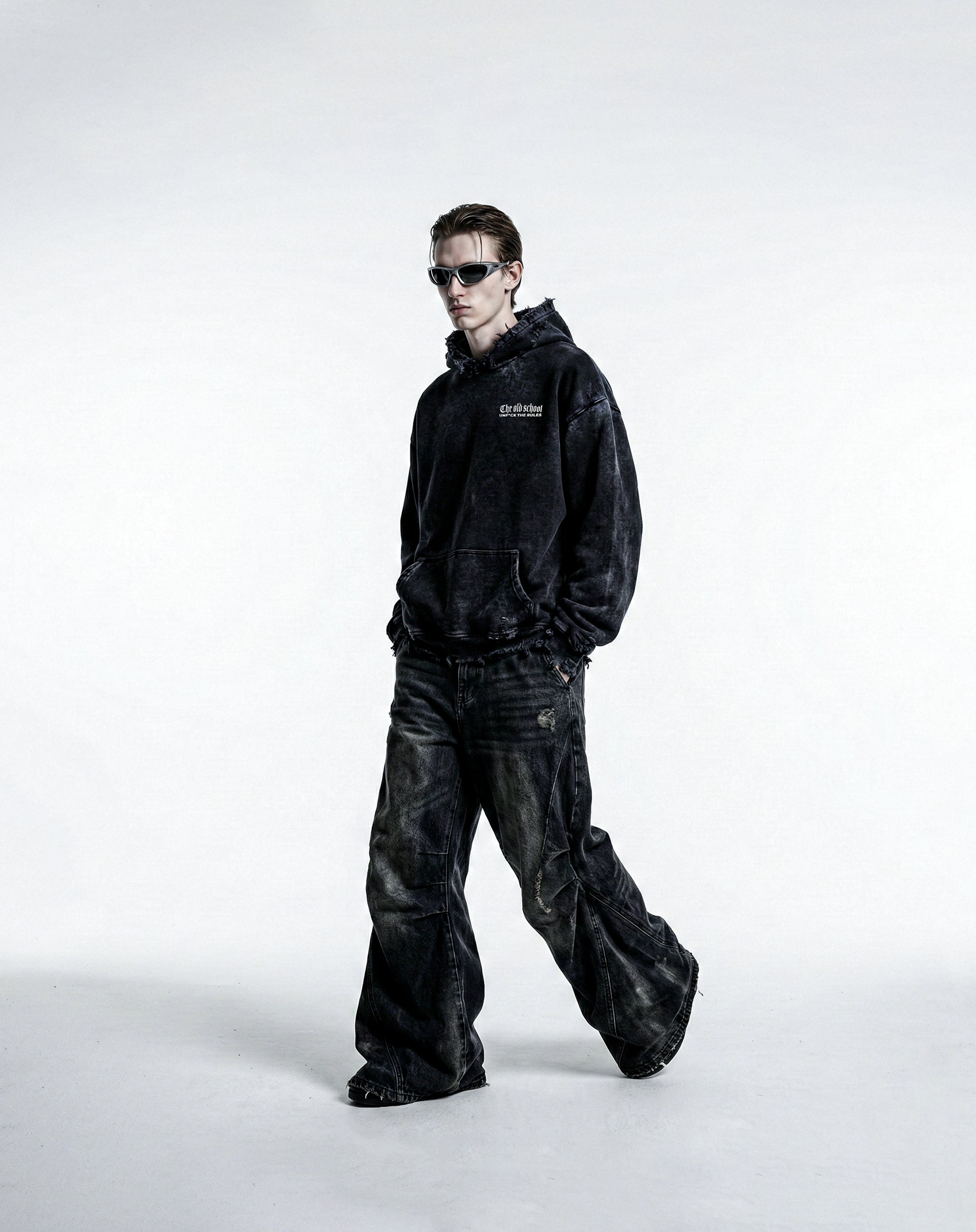 The Flop Designer – Distressed Acid Wash Hoodie